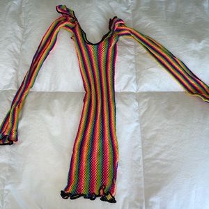 Rainbow mesh cover up